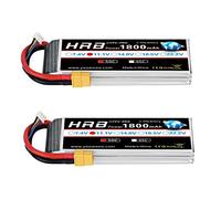 HRB 2packs 11.1V 1800mAh 3S 50C LiPo Battery Pack with XT60 Plug for Skylark M4-FPV250 Mini Shredder 200 INDY250 PLUS MOJO 280 QAV250 Vortex Emax Nighthawk 250 RC Heli Airplane UAV Drone FPV
