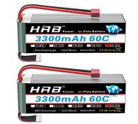 HRB 2Packs 6S 3300mAh 22.2V 60C LiPo Battery Pack with T Plug for RC Car Boat Truck Heli Airplane (Dean T)