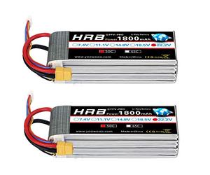 HRB 2PCS 1800mAh 6S 22.2V 50C LiPo Battery With XT60 Plug for SAB380 Align 470 ALZRC Devil 380 480 RC Helicopter Airplane Cars Truck Buggy Truggy Multicopter Drones
