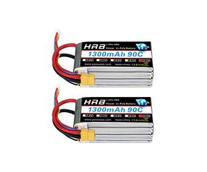 HRB 2PCS 6S 22.2V 1300mAh 90C XT60 Lipo Battery Replacement for 450 Class Helicopters Airplanes Cars Truck Buggy Truggy Drones Multicopter