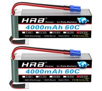 HRB 2pcs 6S 22.2V 4000mAh 60C Lipo Battery with EC5 Plug for RC Quadcopter Helicopter Car Truck Boat Hobby