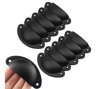 HREDZEO Drawer Handles,12 Pcs Shell Handles Vintage Drawer Pull Handles Half Round Handles for Cabinet Cupboard Dresser Wardrobe Drawer Black