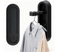 HREDZEO Heavy Duty Folding Coat Hooks for Wall,2 Pcs Matte Black Aluminium Alloy Foldable Hanger Hooks, Max 18kg/40lbs Load, Space-Saving Wall Mounted Hooks for Hanging Coats Towels Hats Bags Keys
