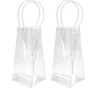 HREDZEO Ice Wine Bag,2 Pcs Wine Ice Bag Wine Bottle Cooler Portable Collapsible Clear Transparent PVC Leakproof Ice Pouch Bags with Handle for Party Outdoor,Pubs and Restaurants,Home