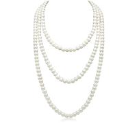 HREDZEO Long Pearl Necklace,59 inch/150cm Faux Pearls Pearl Necklaces 1920s Artificial Drop Choker Beads Vintage Fashion Necklace for Women Perfect for Special Occasions