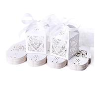 HREDZEO Party Favour Boxes,20 Pcs Wedding Gift Boxes Hollow Paper Candy Boxes Cross Cut Paper Boxes for Wedding Favours Birthday Parties Chocolates Candies Christmas Party Decoration Boxes