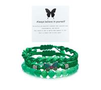 Hremhoo Always Believe in Yourself Butterfly Bracelet Adjustable Braided Rope Bracelet for Women 3Pcs Boho Stackable Butterfly Charm Bracelets Set Friendship Matching Bracelet, S, Alloy Steel, no