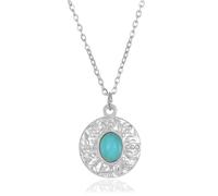 Hremhoo Boho Necklace for Women Turquoise Pendant Necklace Retro Boho Turquoise Necklace Stainless Steel Chain Necklace for Women, Stainless Steel, Cubic Zirconia