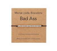 Hremhoo Funny Morse Code Bracelets for Women Inspirational Morse Secret Message Bracelet Adjustable Morse Code Silver Beaded Bracelet Funny Bracelets for Women Friends, S, Copper, no gemstone