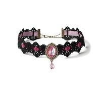 Hremhoo Gothic Vampire Choker Necklace for Women Adjustable Victorian Goth Emo Punk Black Lace Choker Witch Costume Outfits Accessories, Zinc, No Gemstone