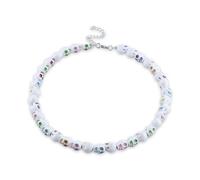 Hremhoo Halloween Skull Necklace for Women Vintage Punk Skull Skeleton Beaded Necklace Colourful Acrylic Skull Choker Necklace for Halloween Themed Party, Acrylic, No Gemstone