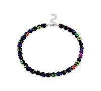 Hremhoo Halloween Skull Necklace for Women Vintage Punk Skull Skeleton Beaded Necklace Colourful Acrylic Skull Choker Necklace for Halloween Themed Party, Acrylic, No Gemstone
