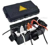 Hrensaw Medium Outdoor Electrical Box(10.6x5.5x4.5in), Weatherproof Connection Box w/6 Cable Entry, IP54 Waterproof Extension Cord Cover Protect Power Strip,Timer,Socket,Plug,Holiday Lights,Black