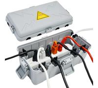 Hrensaw Medium Outdoor Electrical Box(10.6x5.5x4.5in), Weatherproof Connection Box w/6 Cable Entry, IP54 Waterproof Extension Cord Cover Protect Power Strip,Timer,Socket,Plug,Holiday Lights,Grey