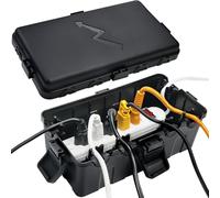 Hrensaw Medium Outdoor Electrical Box(10.6x5.5x4.5inch),IP54 Waterproof Extension Cord Cover w/6 Cable Entry,Weatherproof Connection Box Protect Power Strip,Timer,Plug,Holiday Lights,Black