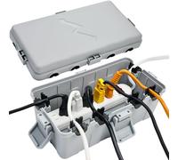 Hrensaw Medium Outdoor Electrical Box(10.6x5.5x4.5inch),IP54 Waterproof Extension Cord Cover w/6 Cable Entry,Weatherproof Connection Box Protect Power Strip,Timer,Plug,Holiday Lights,Grey