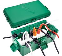Hrensaw Medium Outdoor Electrical Box(10.6x5.5x4.5inch),IP54 Waterproof Extension Cord Cover w/6 Cable Entry,Weatherproof Connection Box Protect Power Strip,Timer,Plug,Holiday Lights,Green