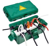 Hrensaw Medium Outdoor Electrical Box(10.6x5.7x4.9in), Weatherproof Connection Box w/6 Cable Entry, IP54 Waterproof Extension Cord Cover Protect Power Strip,Timer,Socket,Plug,Holiday Lights,Green