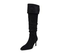 HRGKLMN Slouch Boots Suede Over The Knee Boots Pointed Toe Fold Over | Premium suede upper,refined pointed toe,7.5cm slim stiletto heel,relaxed slouchy shaft,for evening wear and smart casual