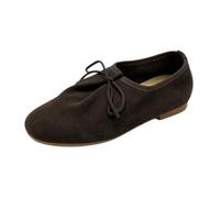 HRGKLMN Women's Flat Shoes Genuine Leather Slip On Loafers Shoes | Genuine suede leather upper,Adjustable front lace-up,Roomy round toe,Flexible lightweight sole,Multi season casual style
