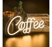 HRGXYUN Coffee LED Neon Light Up Sign for Kitchen Bar Decor, Battery & USB Operated with Switch for Cafe Restaurant Home Office Decor, Warm White