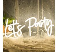 HRGXYUN Let's Party LED Neon Light Sign for Party Bedroom Wall, Battery & USB Powered with Switch for Wedding Restaurant Birthday Bar Home, Warm White