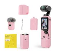 HRhousaen Soft Silicone Protective Case Set for DJI Osmo Pocket 3/Xtra Muse Camera, Anti-Scratch Lightweight Full Coverage Pocket 3 Case Cover Skin with Screen Protectors & Mic Cover Sleeve, Pink
