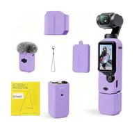 HRhousaen Soft Silicone Protective Case Set for DJI Osmo Pocket 3/Xtra Muse Camera, Anti-Scratch Lightweight Full Coverage Pocket 3 Case Cover Skin with Screen Protectors & Mic Cover Sleeve, Purple