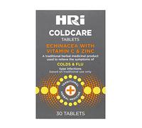 HRI Coldcare Immune System Booster - Advanced 3-in-1 Cold and Flu Tablets. Therapeutic Dose of Echinacea, 100% RDA Vitamin C, Zinc. to Relieve the Symptoms of Colds & Flu Type Infections. 30 Tablets