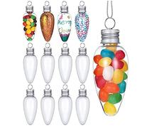Hrippy 12 Pcs Christmas Fillable Bottles Light Bulb Shape Ornaments Clear Candy Bottles for Christmas Diy Crafts, Christmas Tree Decor