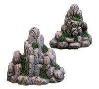 Hrippy 2 Pcs Simulated Rockery Figurine Miniature Garden Rockery Statue Mini Mountain Sculpture Models Micro Landscape Ornaments