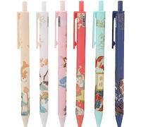 Hrippy 6 Pcs Retractable Cute Gel Pens Chinese Style 0.5mm Black Ink Ballpoints Pen Writing Pen for Office School Supplies