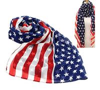 Hrippy American Flag Star Scarf Chiffon Lengthened Usa Flag Shawl Fashion Multifunctionfor Headwear Bandana for Unisex