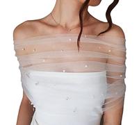 Hrippy Bridal Shawl Tulle Sheer Wrap Wedding Shrugs for Women Off Shoulder Stole Wedding Shoulders Wrap-over Shawl
