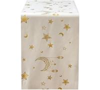 Hrippy Eid Mubarak Table Runner, Muslim Decor Tablecloths, Ramadan Table Flag Cloth Moon Star Tablecover Table Protector