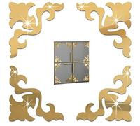 Hrippy Furniture 3d Mirror Wall Stickers 4pcs Geometric Pattern Diy Art Decals Gold Sliver Sticker for Living Room Office Wall Decor