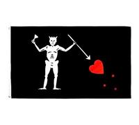 Hrippy Pirate Edward Teach Flag Large 3x5 Ft, Polyester, Brass Grommets for Outdoor Display Flag Black Beard Halloween Flag
