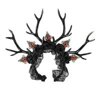 Hrippy Reindeer Antler Headband Forest Style with Gothic Eye, Dark Antler Headpiece for Halloween Party Decor