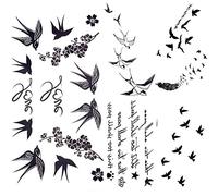 Hrippy Swallow Herbal Stickers 5pcs Waterproof Removable Temporary Tattoos for Body Display Sticker Realistic Tattoo for Adult