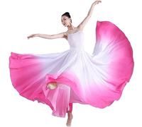 Hrippy Women's Ballroom Dancing 720 Degree Long Swing Gradient Flowy Elegant Skirt Classical Dancewear Dance Skirts for Practice