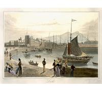 HRJUBWREE Classic Canvas Picture Art Canvas Print Modern Oil Painting a Ferry Arriving At Leith From a Around Great Britain Undertaken by William Daniell Artwork on Wall for Office Decor 60x90cm