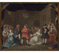 HRJUBWREE Classic Canvas Picture Art Canvas Print Modern Oil Painting a Scene From the Beggar's Opera by William Hogarth Artwork on Wall for Office Decor 60x90cm
