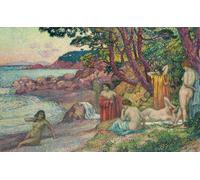 HRJUBWREE Classic Canvas Picture Art Canvas Print Modern Oil Painting Bathers At Hat Benat by Théo Van Rysselberghe Artwork on Wall for Home Decor 60x90cm