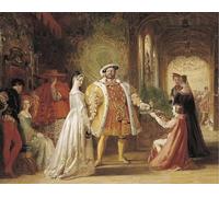 HRJUBWREE Classic Canvas Picture Art Canvas Print Modern Oil Painting First Meeting of Henry Viii and Anne Boleyn by Daniel Maclise Artwork on Wall for Office Decor 60x90cm
