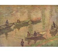 HRJUBWREE Classic Canvas Picture Art Canvas Print Modern Oil Painting Fishermen on The Seine At Poissy by Claude Monet Artwork on Wall for Home Decor 60x90cm