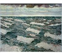 HRJUBWREE Classic Canvas Picture Art Canvas Print Modern Oil Painting Lake At Evening by Max Beckmann Artwork on Wall for Home Decor 60x90cm