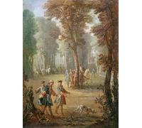 HRJUBWREE Classic Canvas Picture Art Canvas Print Modern Oil Painting Louis Xv and His Bloodhound At Puys for a by Jean Baptiste Oudry Artwork on Wall for Office Decor 60x90cm