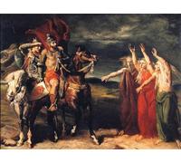 HRJUBWREE Classic Canvas Picture Art Canvas Print Modern Oil Painting Macbeth and Banquo Encountering the Three Witches on the Heath by Theodore Chasseriau Artwork on Wall for Office Decor 60x90cm