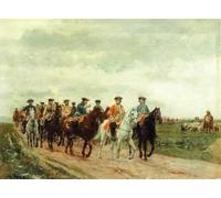 HRJUBWREE Classic Canvas Picture Art Canvas Print Modern Oil Painting Maurice Comte De Saxe Leading His Troops by Jean-louis Ernest Meissonier Artwork on Wall for Home Decor 60x90cm