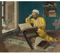 HRJUBWREE Classic Canvas Picture Art Canvas Print Modern Oil Painting Meditating on the Koran by Osman Hamdi Bey Artwork on Wall for Office Decor 60x90cm